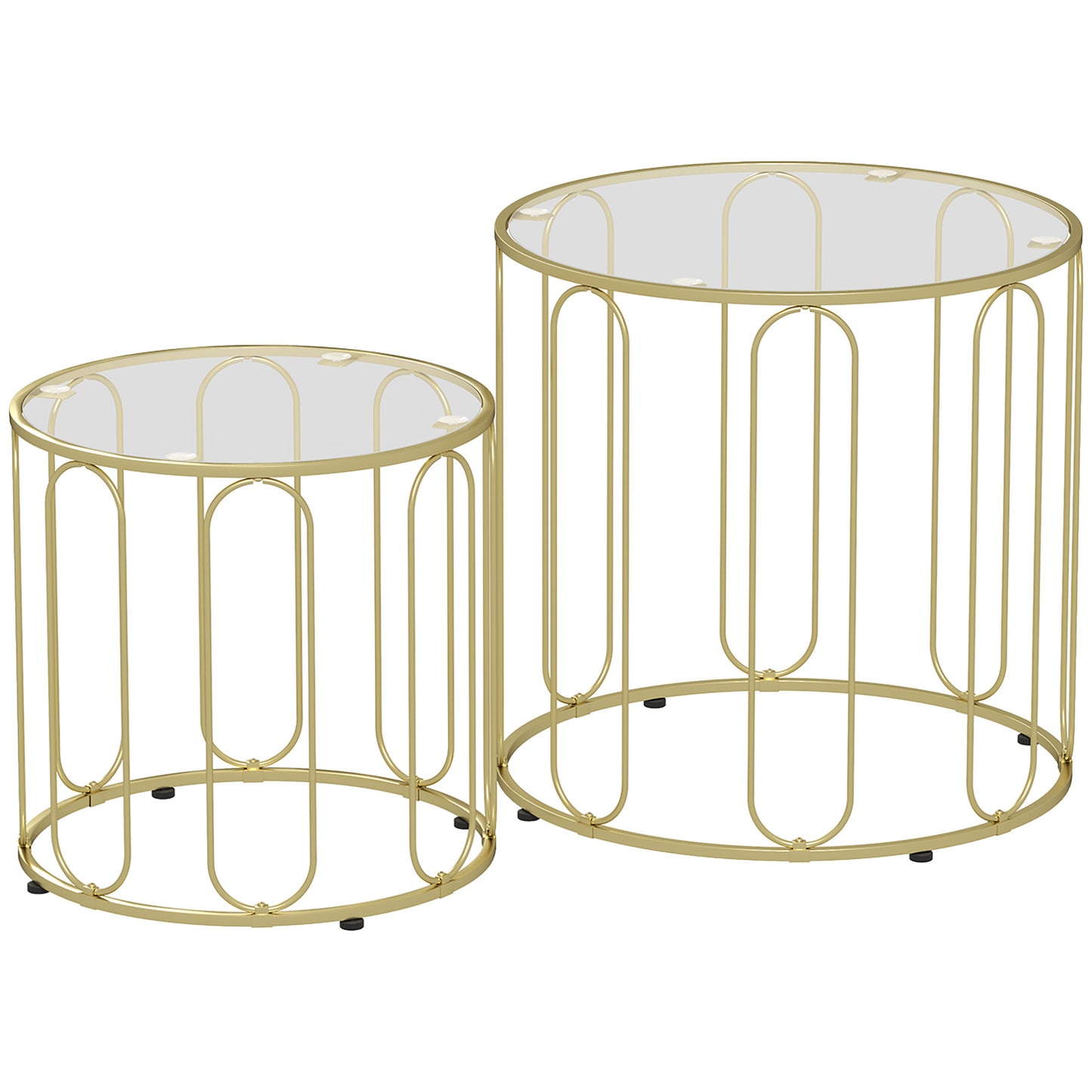 Photo of HOMCOM Elliptical Cut-Out Nesting Tables - Gold-Tone in Gold-Tone colour on a white background