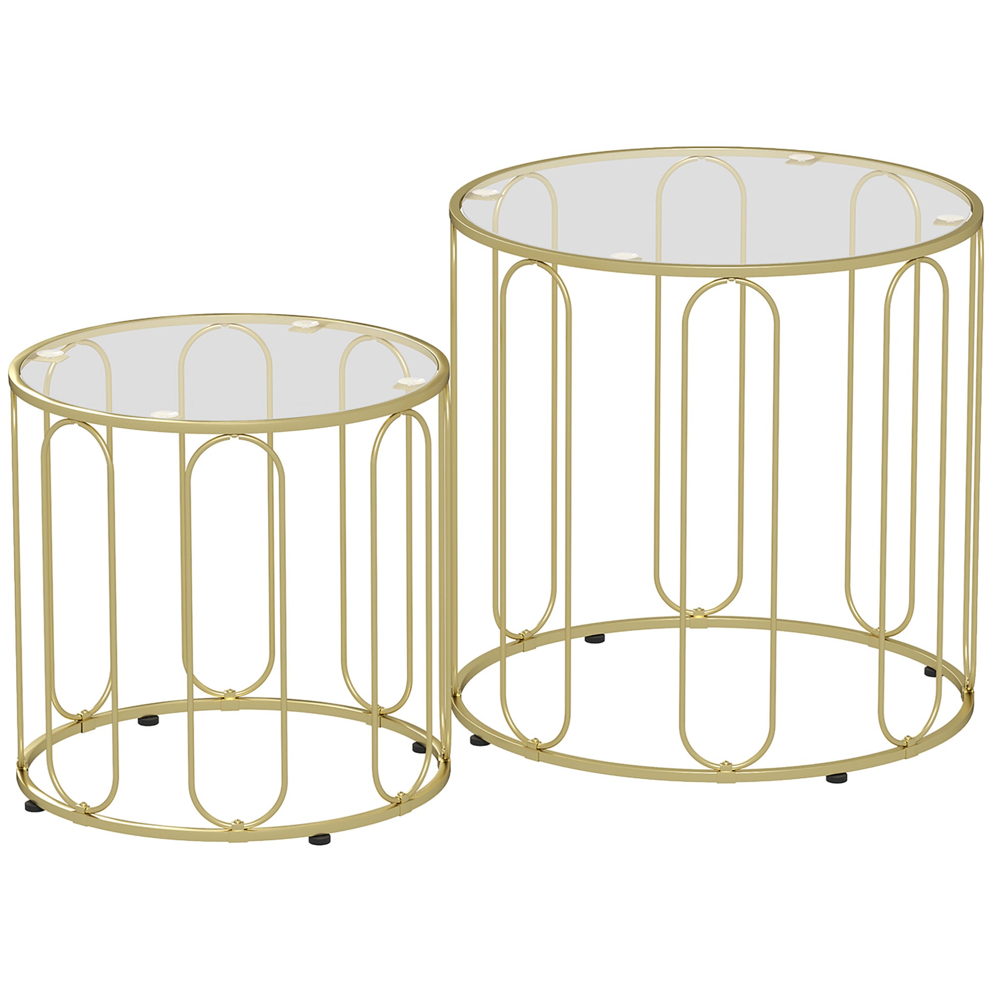 Photo of HOMCOM Elliptical Cut-Out Nesting Tables - Gold-Tone in Gold-Tone colour on a white background
