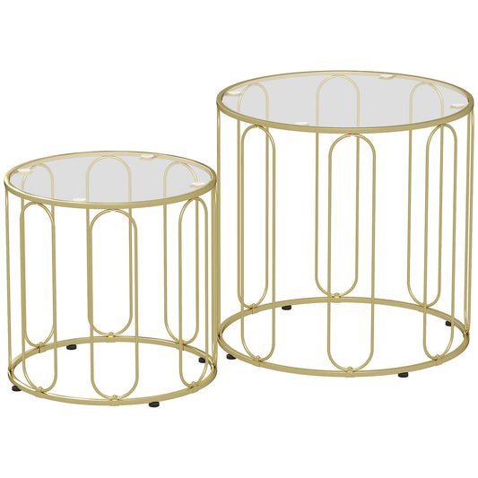 Photo of HOMCOM Elliptical Cut-Out Nesting Tables - Gold-Tone in Gold-Tone colour on a white background