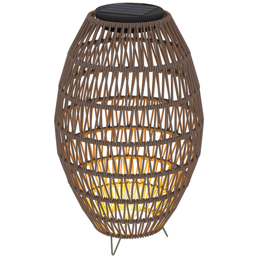 Photo of Outsunny Rattan Solar Lamp, Garden Solar Lantern with Auto On/Off Light, IP44 Waterproof, Decorative Outdoor Rattan Lamp for Porch, Pathway, Dark Brown in Brown colour on a white background