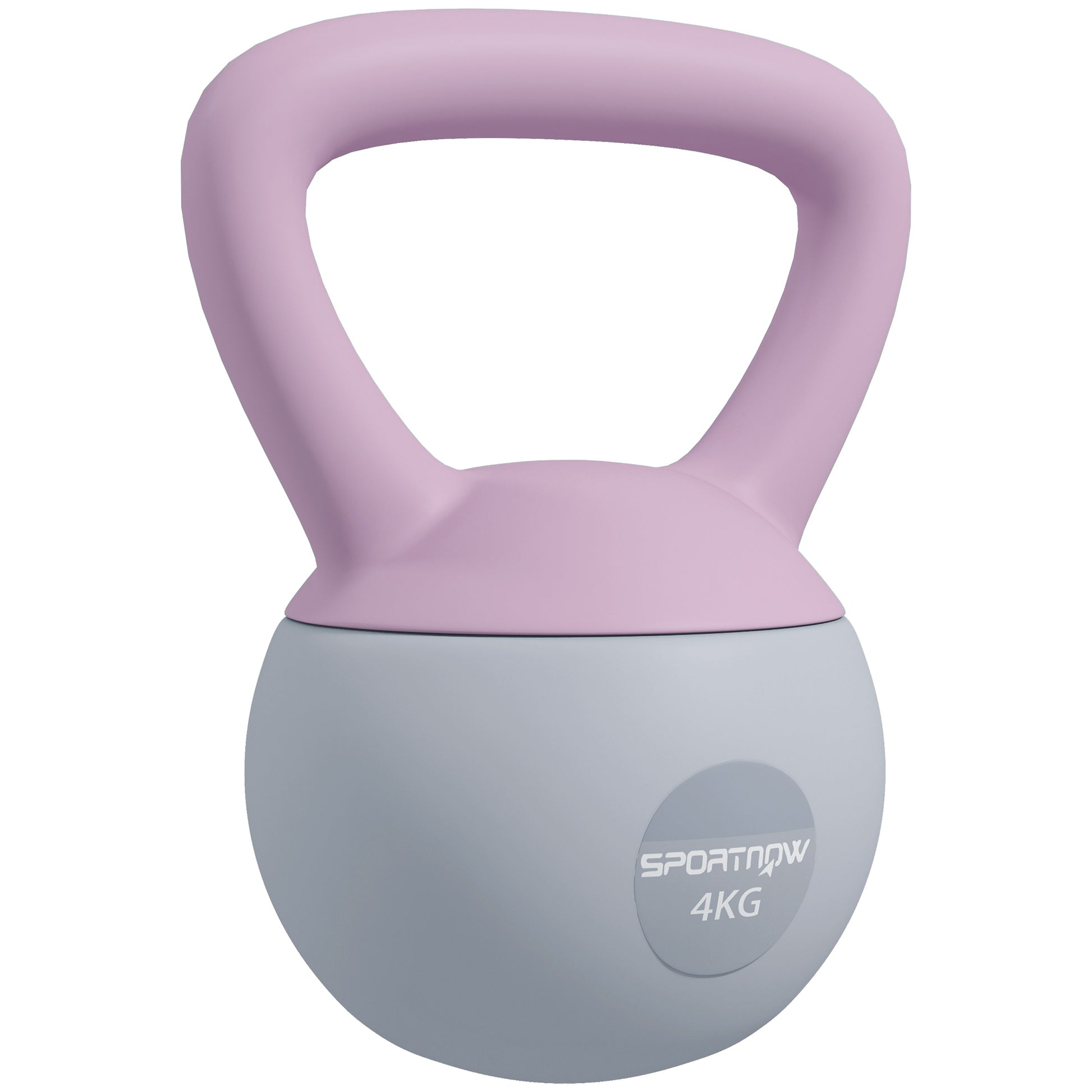 Photo of SPORTNOW 4KG Soft Kettlebell, Kettle Bell with Non-Slip Handle for Home Gym, Weight Lifting, Strength Training, Purple/Grey in Purple/Grey colour on a white background