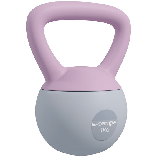 Photo of SPORTNOW 4KG Soft Kettlebell, Kettle Bell with Non-Slip Handle for Home Gym, Weight Lifting, Strength Training, Purple/Grey in Purple/Grey colour on a white background