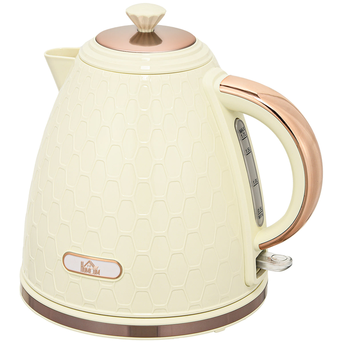 Photo of HOMCOM Electric Kettle, 1.7L, Fast Boil, 3000W Cordless Water Kettle with Removable Washable Anti-scale Filter, Beige in Beige colour on a white background