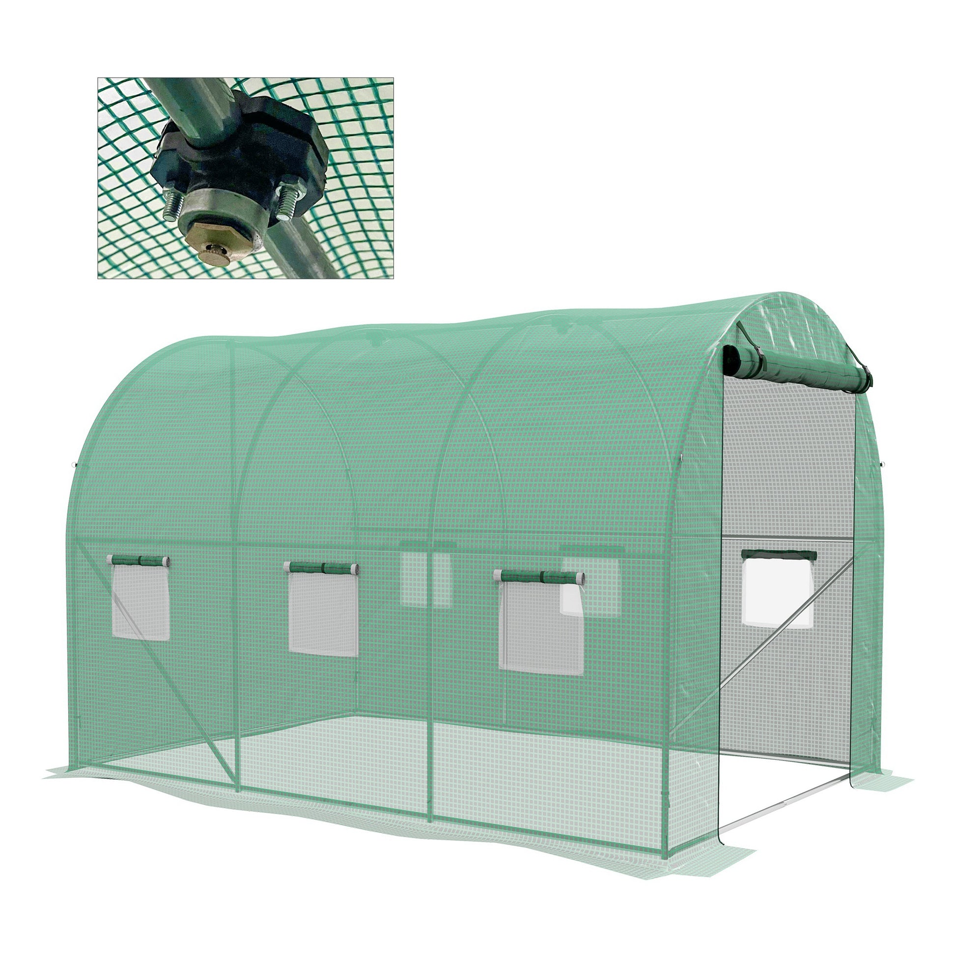Photo of Outsunny Sprinkler System Polytunnel Greenhouse, 3 x 2m, Green in Green colour on a white background