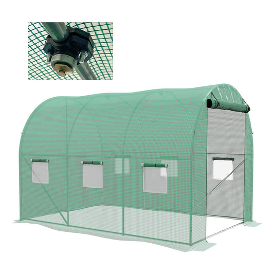 Photo of Outsunny Sprinkler System Polytunnel Greenhouse, 3 x 2m, Green in Green colour on a white background