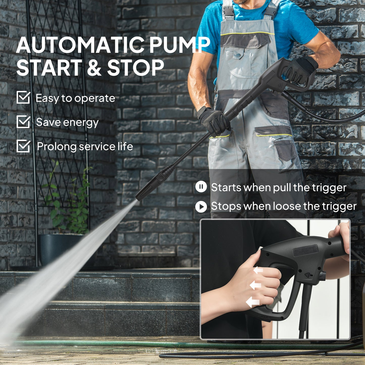 Outsunny 1600W 130-Bar Pressure Washer - Green
