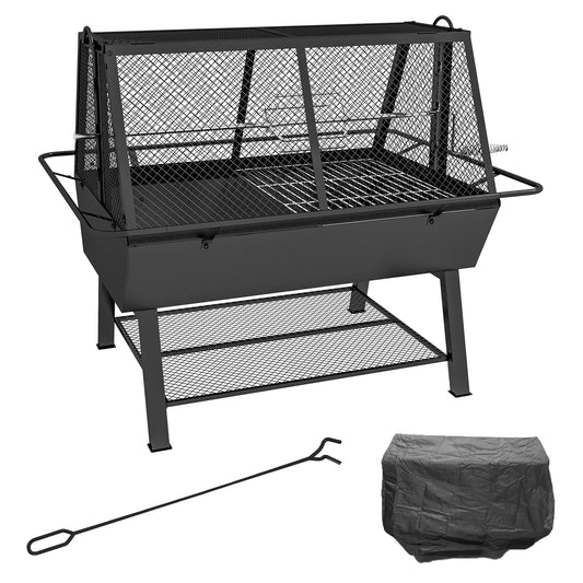 Photo of Outsunny 3-in-1 Barbecue Grill, Rotisserie Roaster and Fire Pit, with Cover in Cover colour on a white background