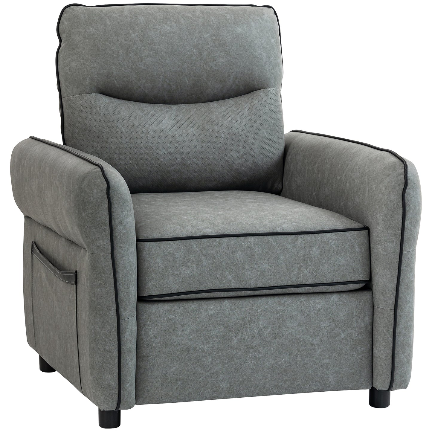 Photo of HOMCOM Accent Chair, Faux Leather Armchair - Grey in Grey colour on a white background