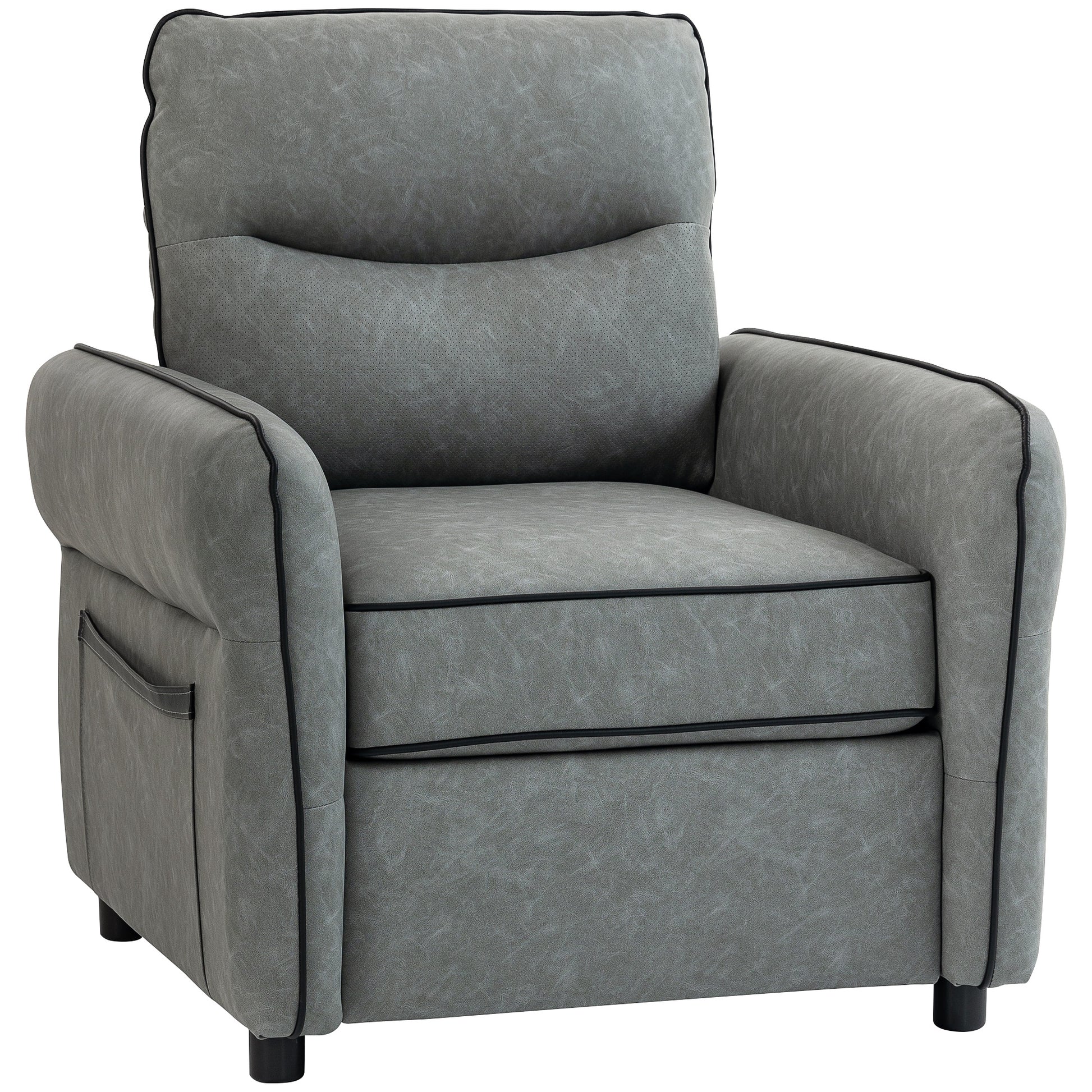 Photo of HOMCOM Accent Chair, Faux Leather Armchair - Grey in Grey colour on a white background