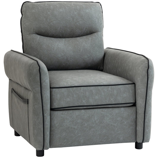 Photo of HOMCOM Accent Chair, Faux Leather Armchair - Grey in Grey colour on a white background