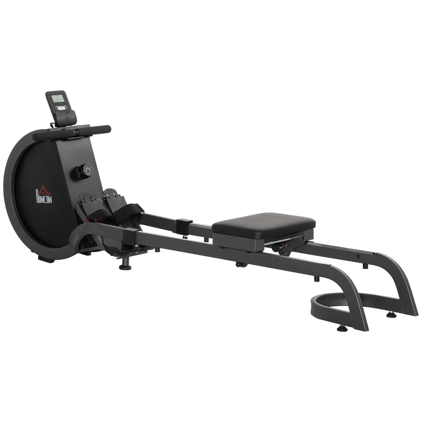 Photo of HOMCOM Folding Rowing Machine with 16-Level Adjustable Magnetic Resistance, Aluminium Side Rail, Digital Monitor, Cardio Workout Rower, 130kg Weight Capacity for Home, Gym, Office in Office colour on a white background