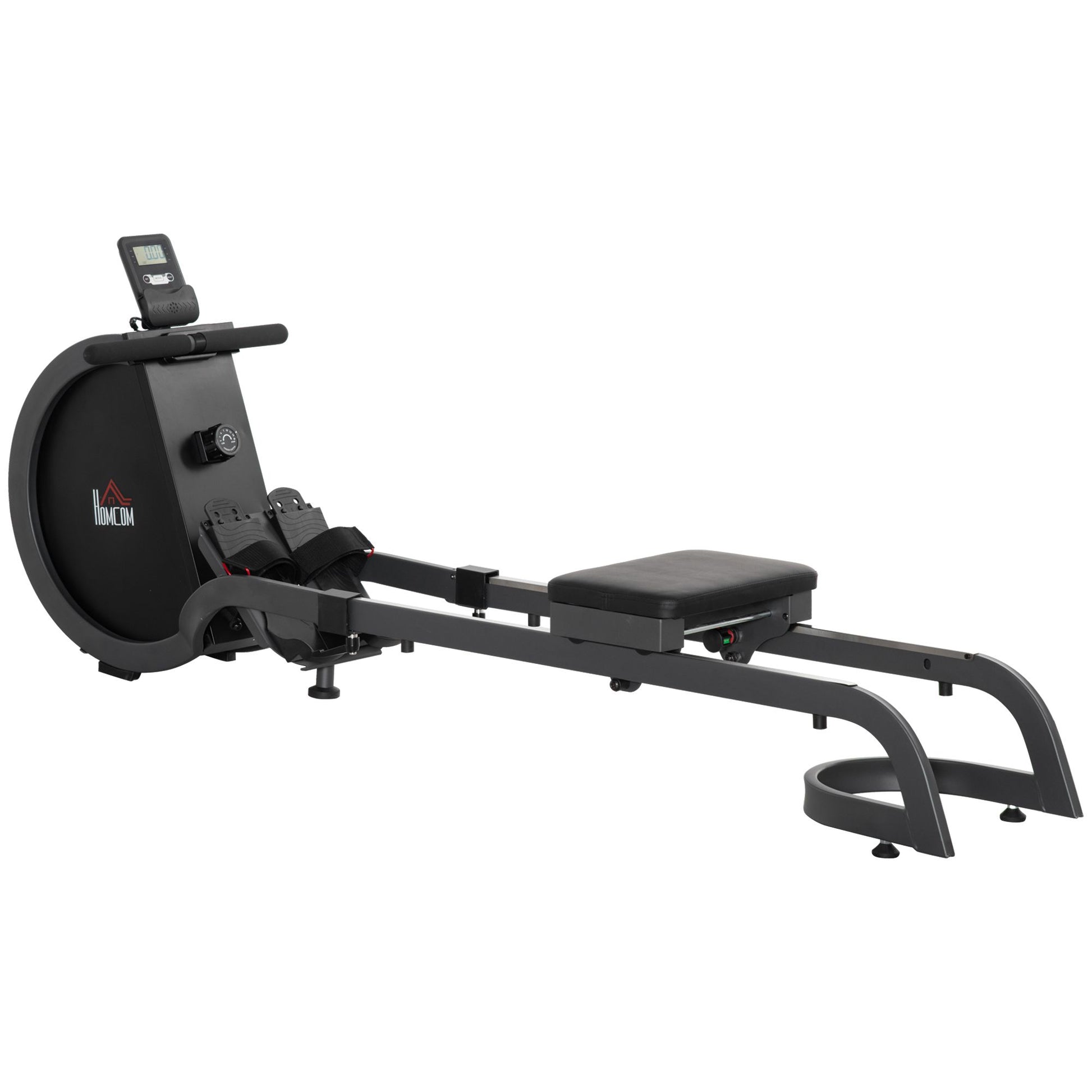 Photo of HOMCOM Folding Rowing Machine with 16-Level Adjustable Magnetic Resistance, Aluminium Side Rail, Digital Monitor, Cardio Workout Rower, 130kg Weight Capacity for Home, Gym, Office in Office colour on a white background