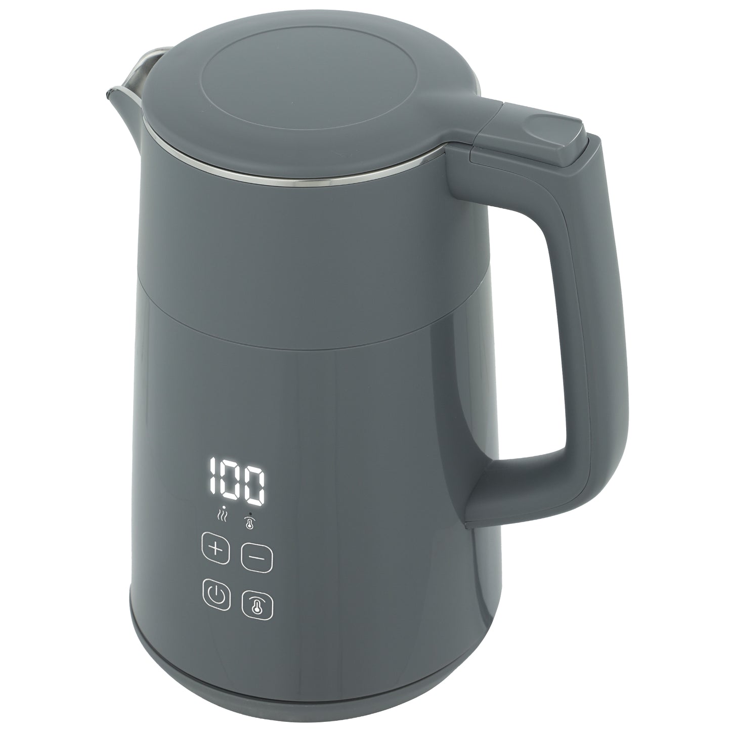 Photo of HOMCOM Electric Kettle, 1.7L Fast Boil 3kW Water Kettle with UK Strix Thermostat, LED Display, Keep Warm Function, Grey in Grey colour on a white background