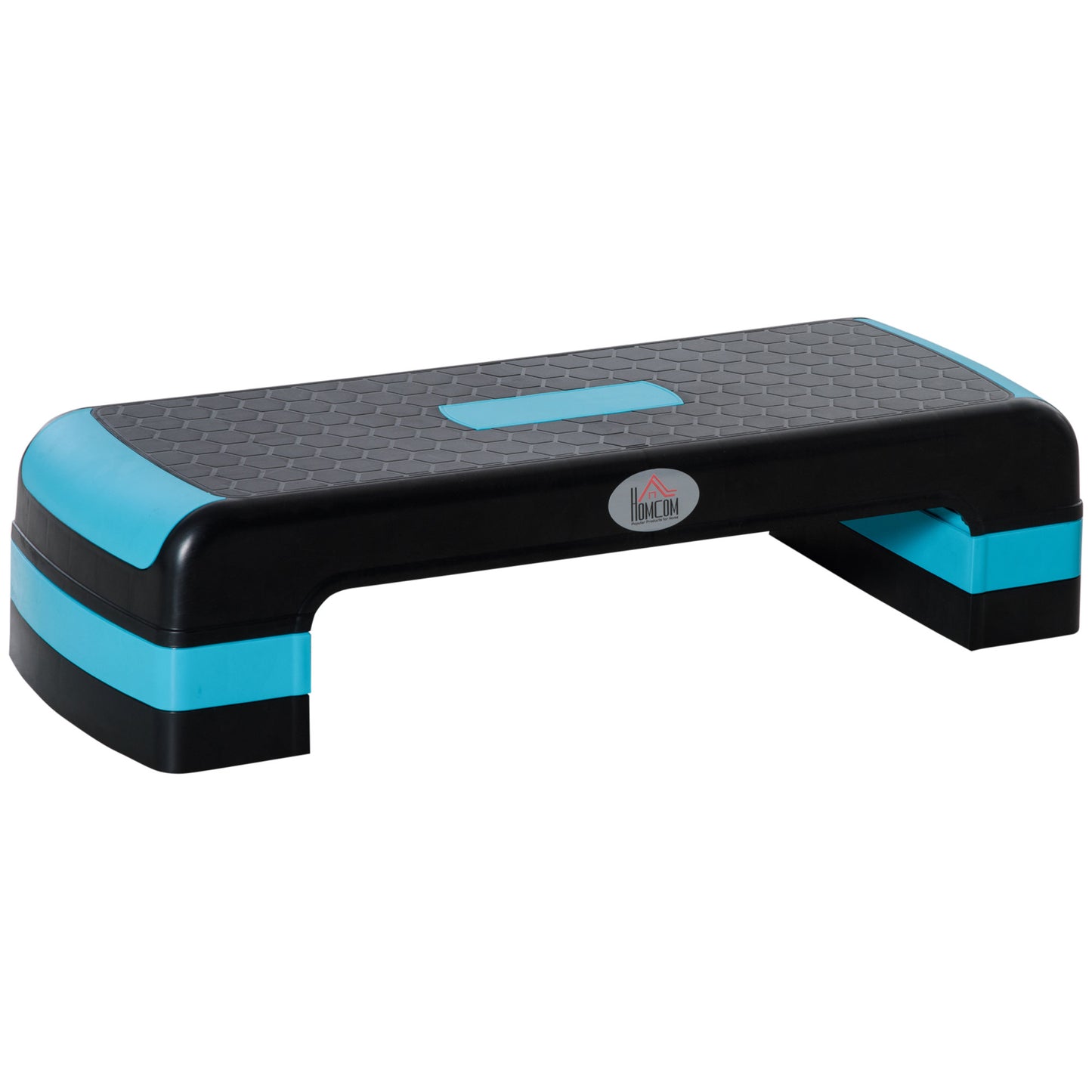 Photo of HOMCOM Aerobic Step with 3-Level Adjustable Heights for Home, Office Exercise, Black and Blue in Blue colour on a white background