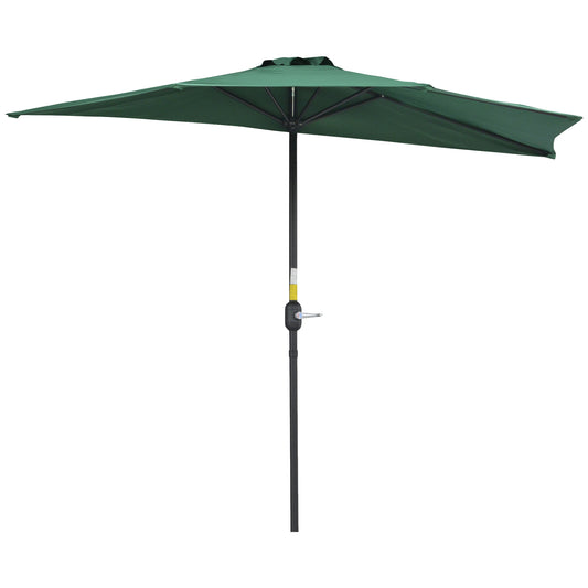 Photo of Outsunny 2.7m Garden Half Parasol, Outdoor Balcony Umbrella with 5 Steel Ribs, Patio Sun Shade, Green in Green colour on a white background