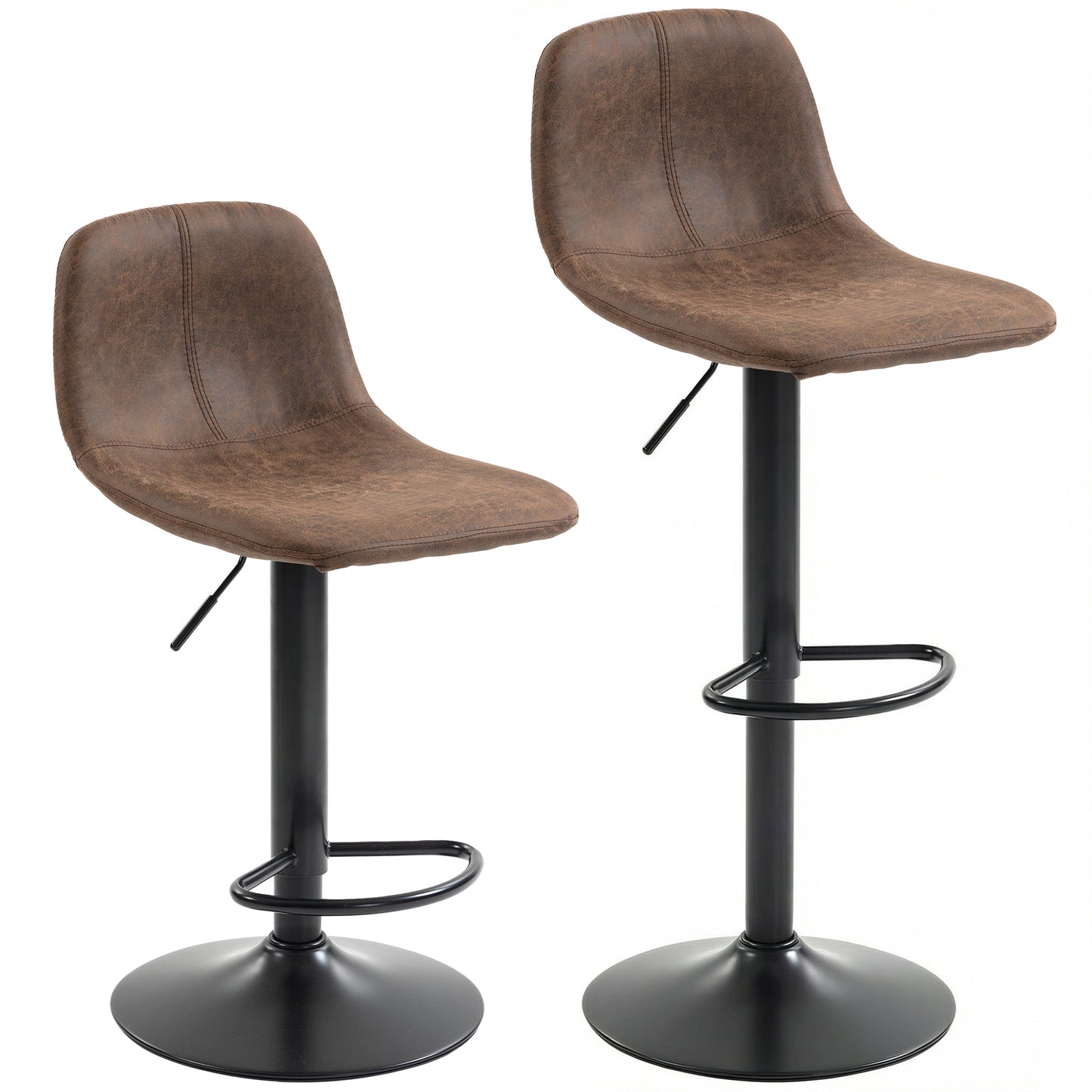 Photo of HOMCOM Bar Stools Set of 2, Modern Swivel Barstools with Footrest for Kitchen Island and Dining Room, Brown in Brown colour on a white background