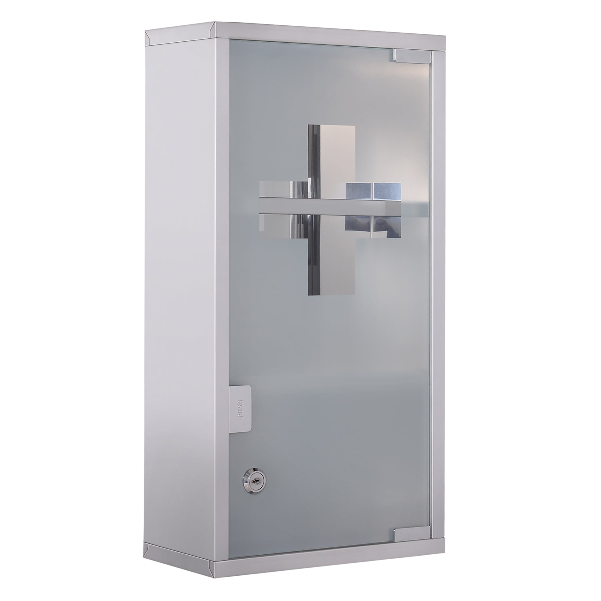 Photo of HOMCOM Stainless Steel wall mounted Medicine Cabinet with 2 Shelves + Security Glass Door Lockable 48 cm(H) in cm(H) colour on a white background