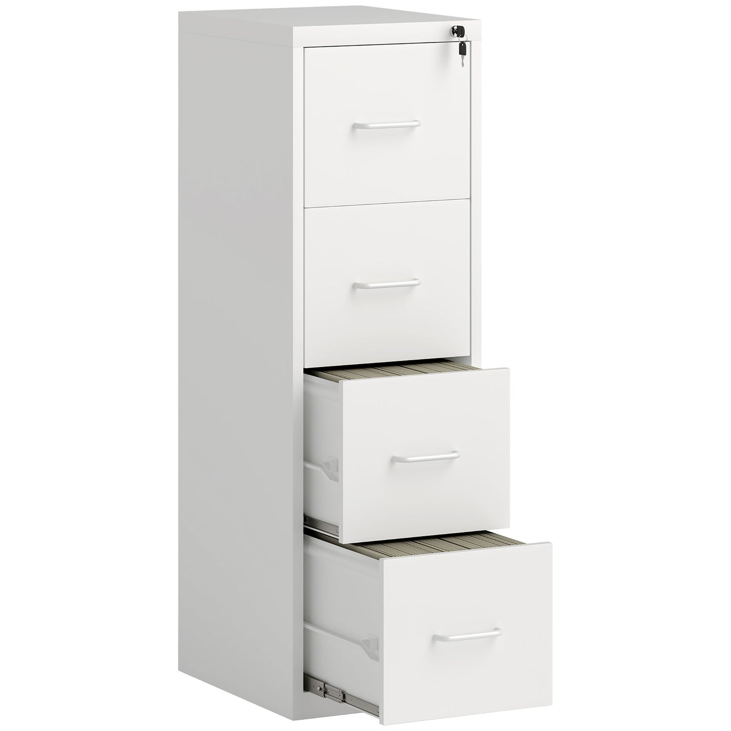 Photo of HOMCOM Four-Drawer Modern Steel Filing Cabinet - White in White colour on a white background