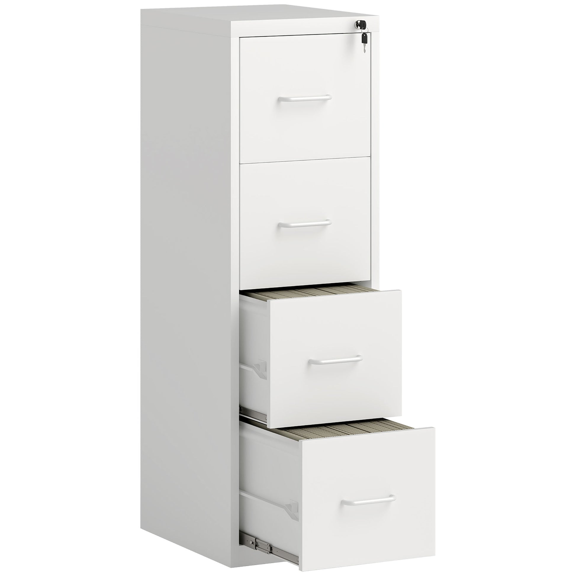Photo of HOMCOM Four-Drawer Modern Steel Filing Cabinet - White in White colour on a white background