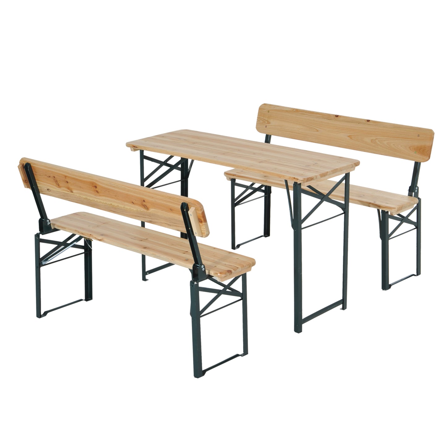 Photo of Outsunny Portable Folding Camping Picnic Trestle Beer Table and 2 Bench Set Wooden Garden Furniture Patio Dining Party BBQ Chairs Stools in Stools colour on a white background