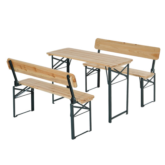 Photo of Outsunny Portable Folding Camping Picnic Trestle Beer Table and 2 Bench Set Wooden Garden Furniture Patio Dining Party BBQ Chairs Stools in Stools colour on a white background