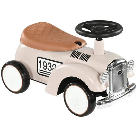 Photo of AIYAPLAY Foot to Floor Slider for Toddlers with Under-Seat Storage, Ride on Sliding Car with Horn, for Ages 12-36 Months - Cream in Cream colour on a white background