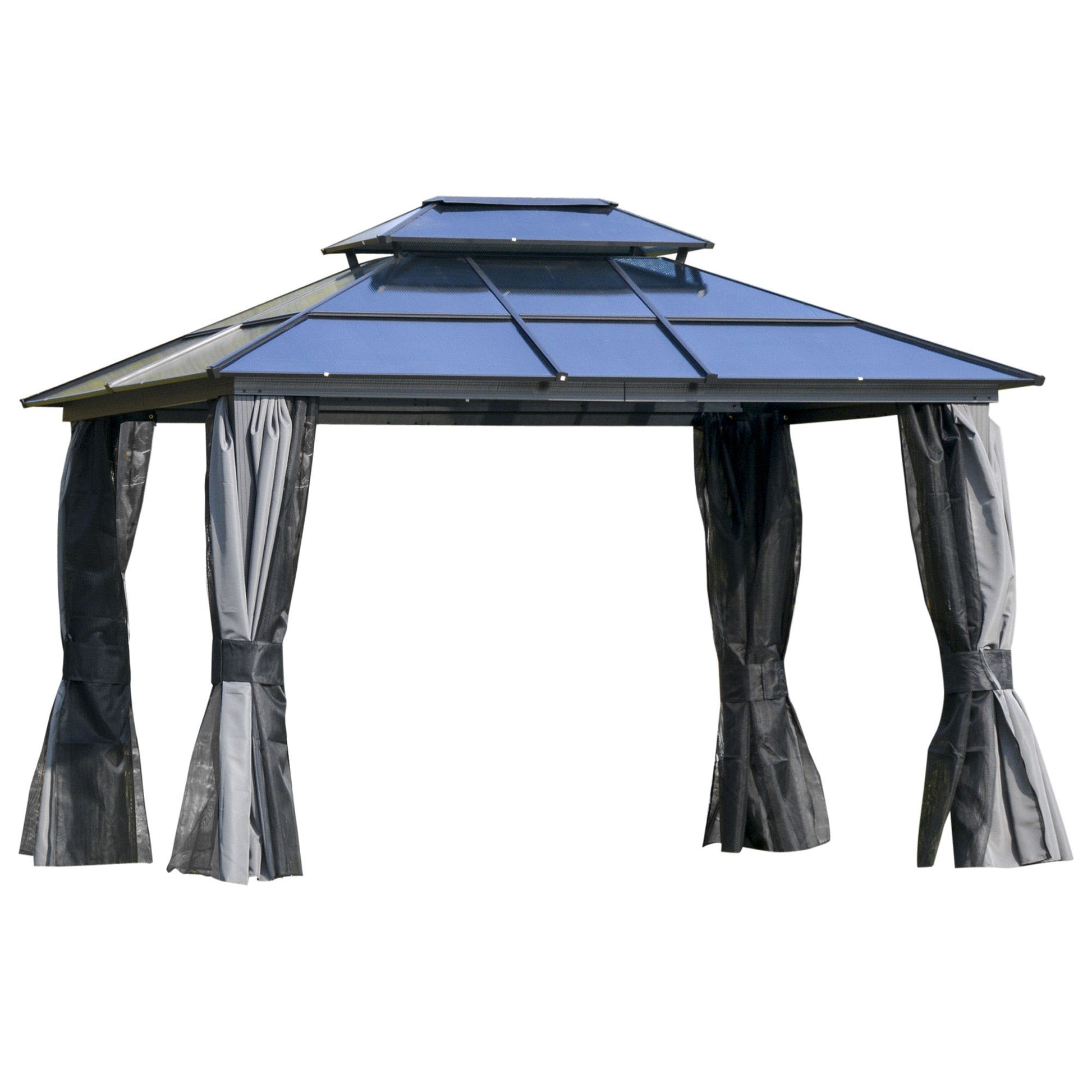 Photo of Outsunny Outdoor 3.6 x 3(m) Gazebo Cabana w/ Steel Frame & Net Sidewalls for Privacy in Privacy colour on a white background
