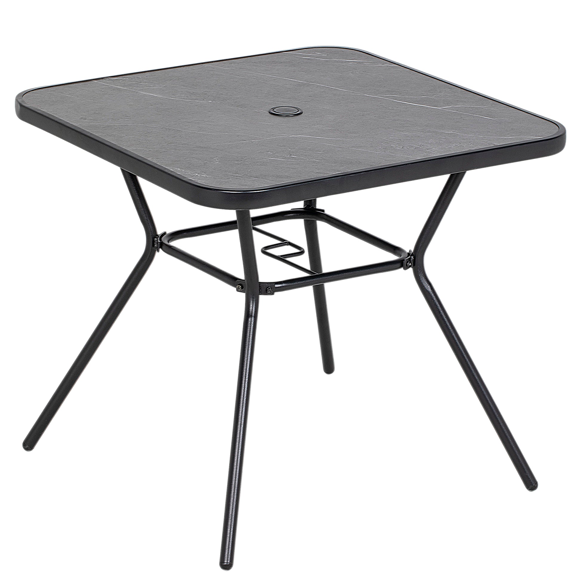 Photo of Outsunny Square Outdoor Table, Patio Bistro Coffee Table with Faux-marbled Top and 42mm Umbrella Hole for Garden in Garden colour on a white background