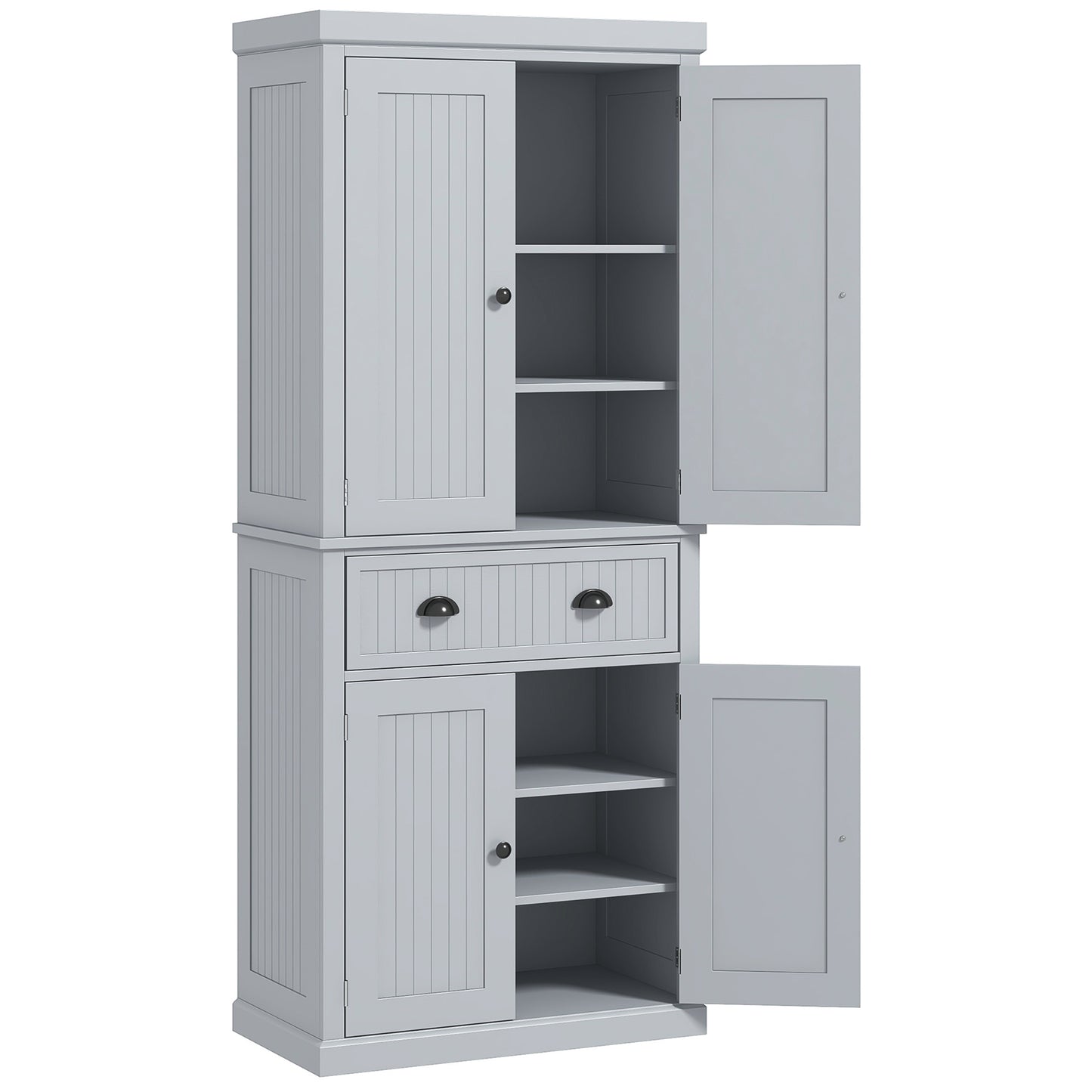 Photo of HOMCOM Multi-Storage Mid-Century Kitchen Cabinet - Grey in Grey colour on a white background