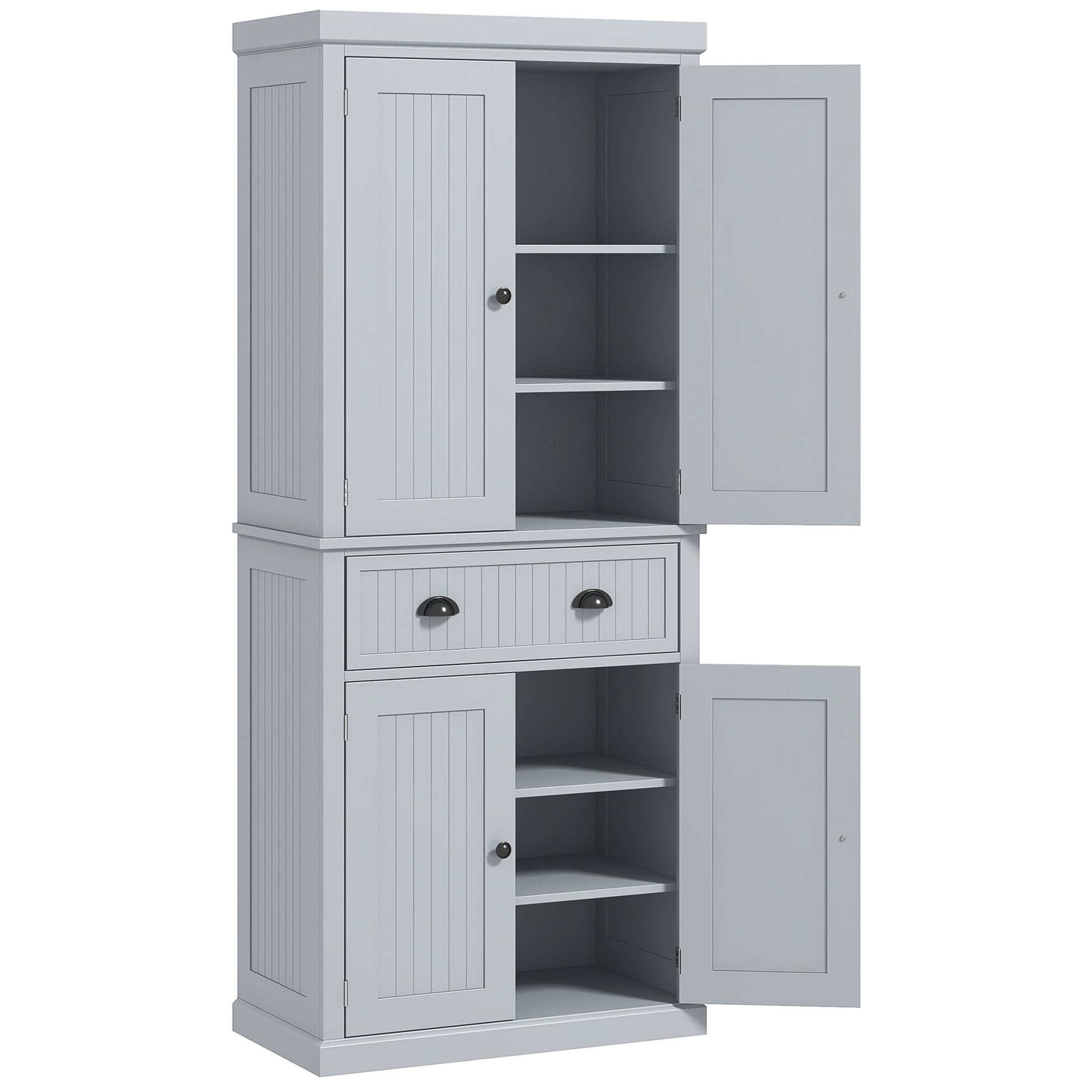 Photo of HOMCOM Multi-Storage Mid-Century Kitchen Cabinet - Grey in Grey colour on a white background