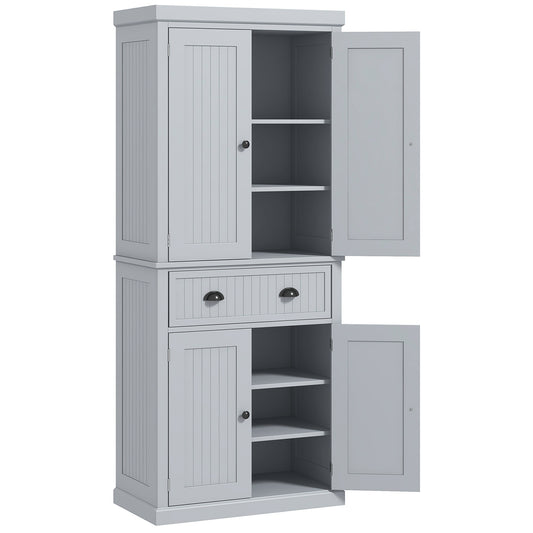 Photo of HOMCOM Multi-Storage Mid-Century Kitchen Cabinet - Grey in Grey colour on a white background
