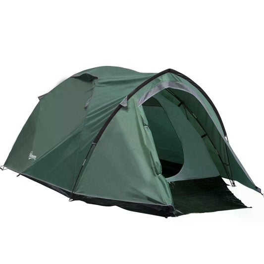 Photo of Outsunny Dome Tent for 3-4 Person Family Tent with Large Windows Waterproof Green in Green colour on a white background