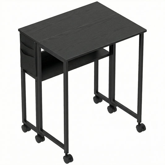 Photo of HOMCOM 63 cm Drop Leaf Writing Work Desk - Black in Black colour on a white background