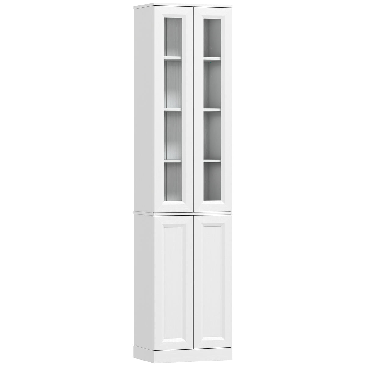 Photo of HOMCOM Tall Bathroom Storage Cabinet, 6-Tier Slim Bathroom Cabinet with Adjustable Shelf, 4 Soft-Close Doors, White in White colour on a white background