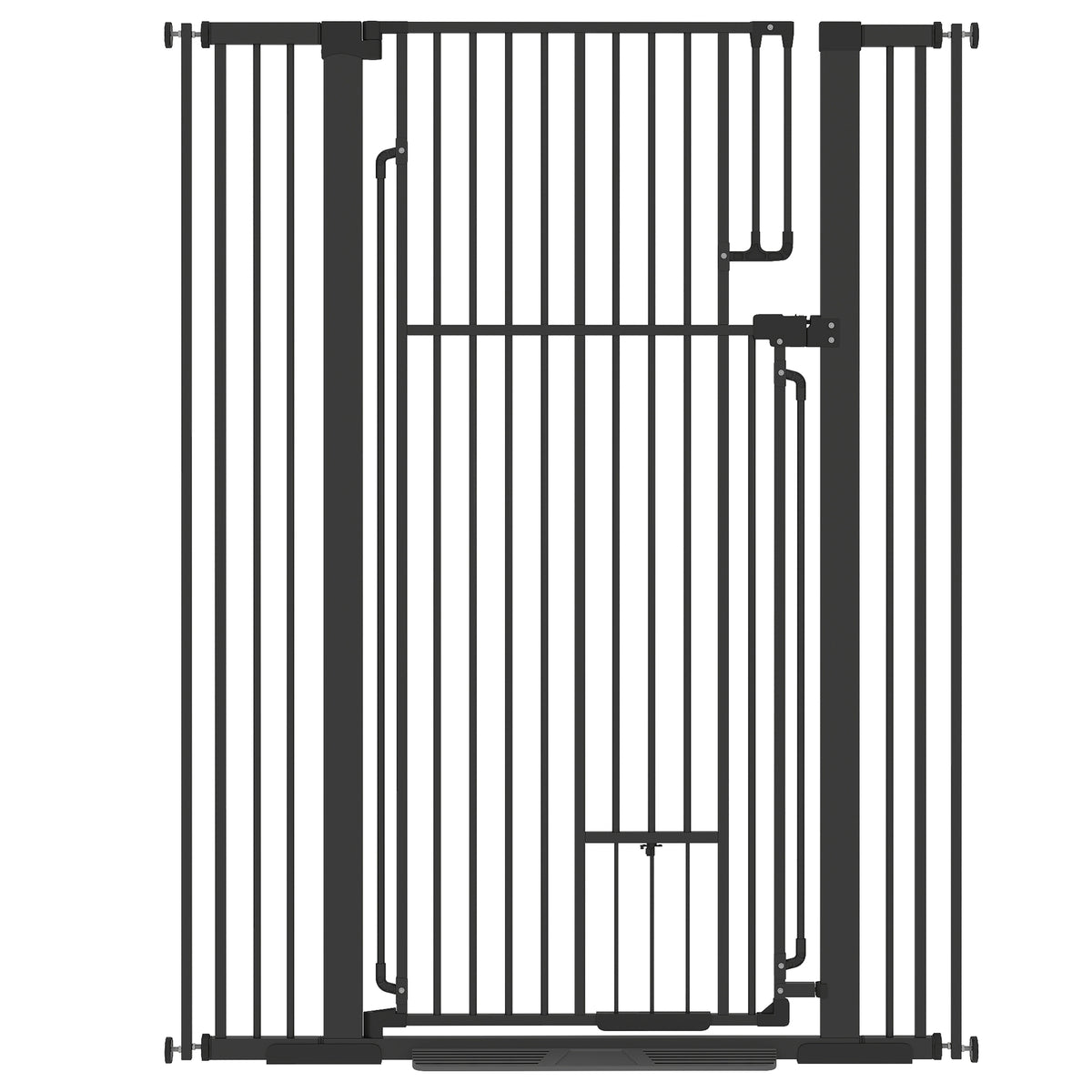 Photo of PawHut 135cm Extra Tall Dog Gate with Cat Door, Fits Openings 81-108 cm Pressure Mounted for Doorways, Hallways, No Drilling in Drilling colour on a white background