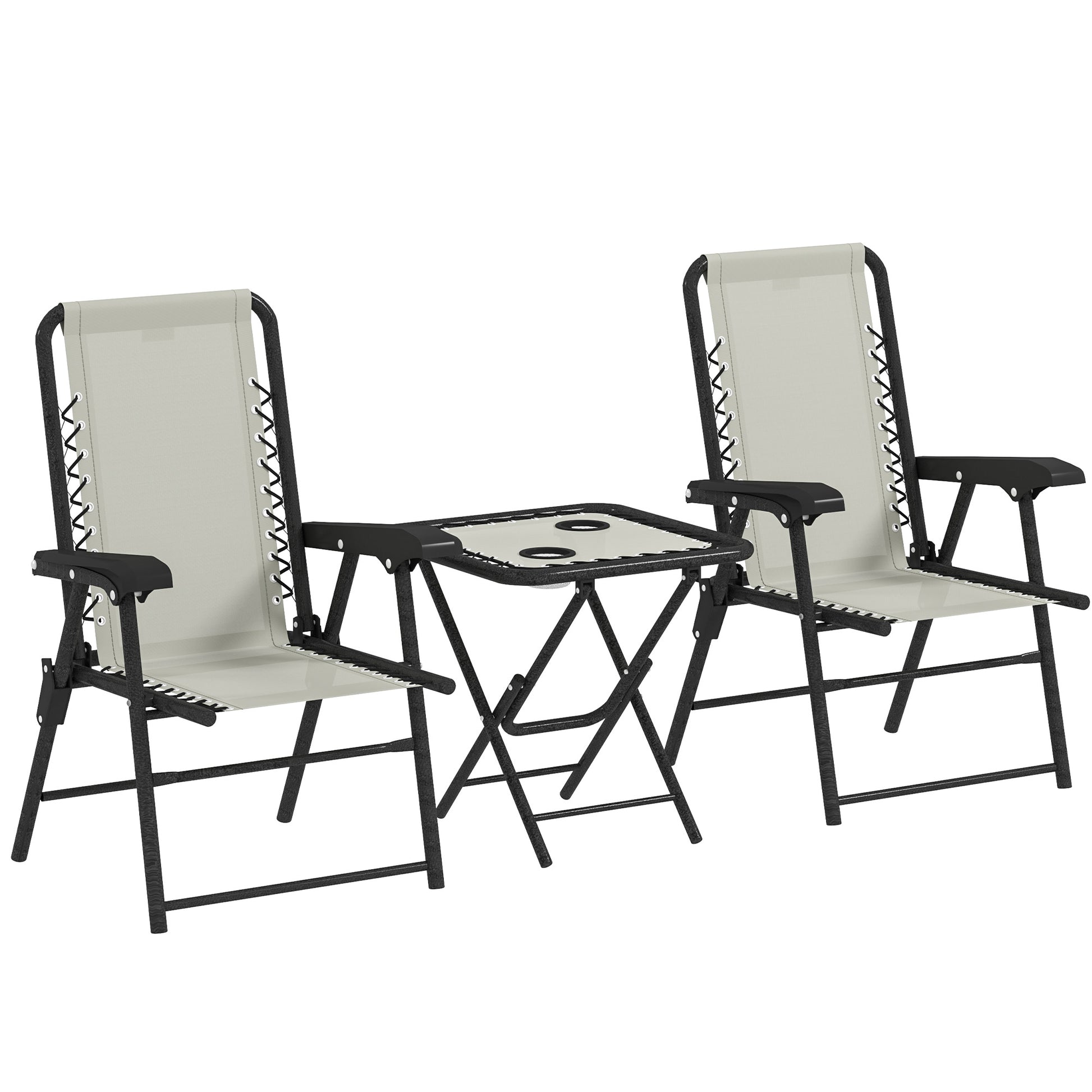 Photo of Outsunny Three-Piece Garden Table and Chair Set - Cream White in White colour on a white background