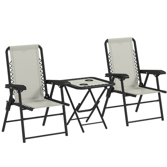 Photo of Outsunny Three-Piece Garden Table and Chair Set - Cream White in White colour on a white background