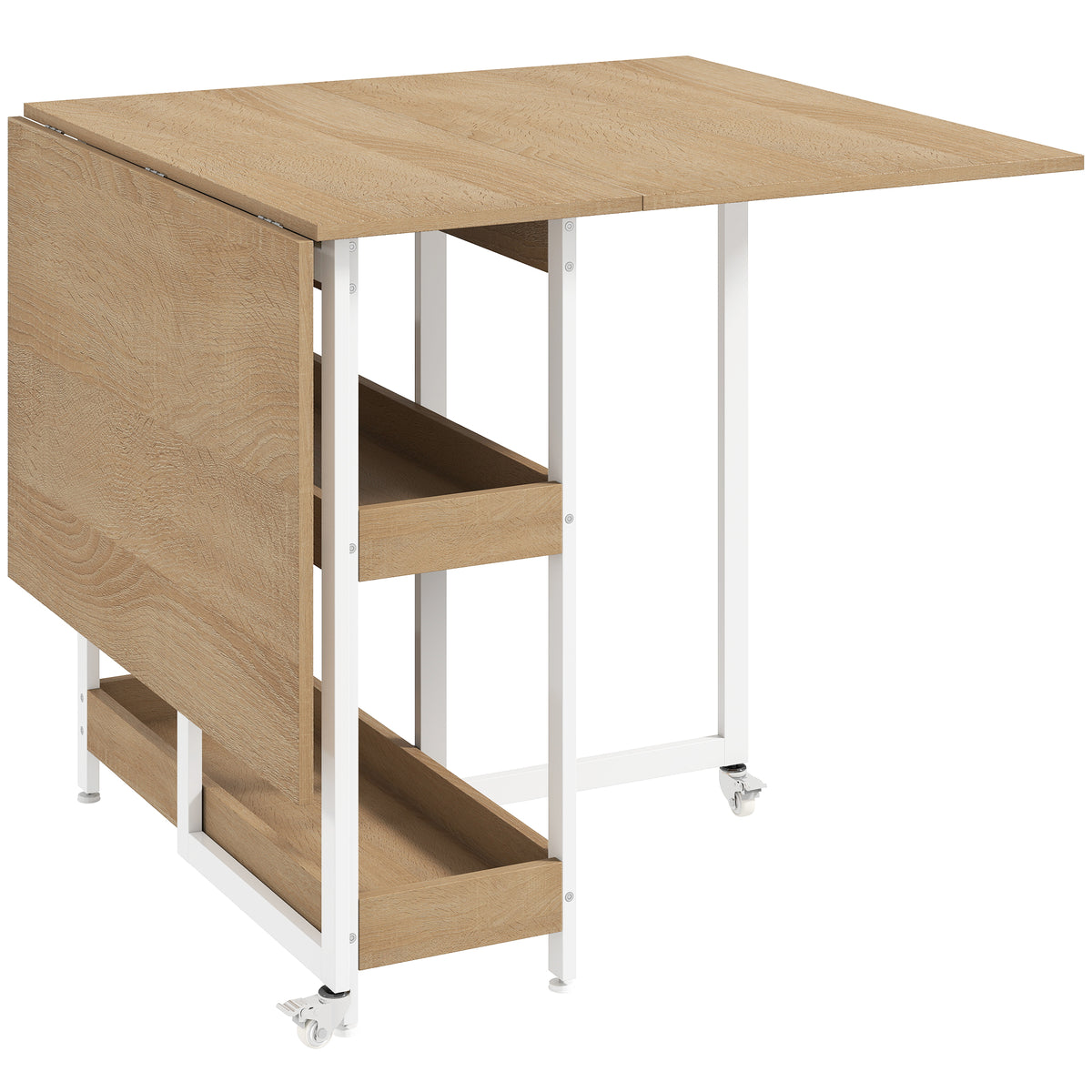 Photo of HOMCOM Four-Person Drop Leaf Table - Natural Wood-Effect in Wood-Effect colour on a white background