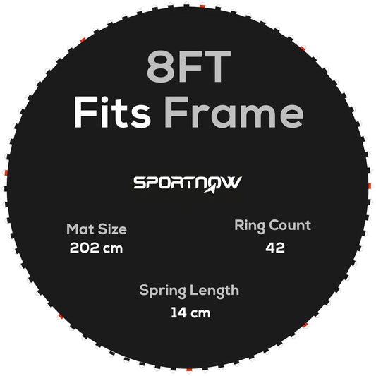 Photo of SPORTNOW Trampoline Replacement Mat with Spring Pull Tool, 42 V-Hooks, for 8ft Trampoline using 14cm Springs, Black in Black colour on a white background