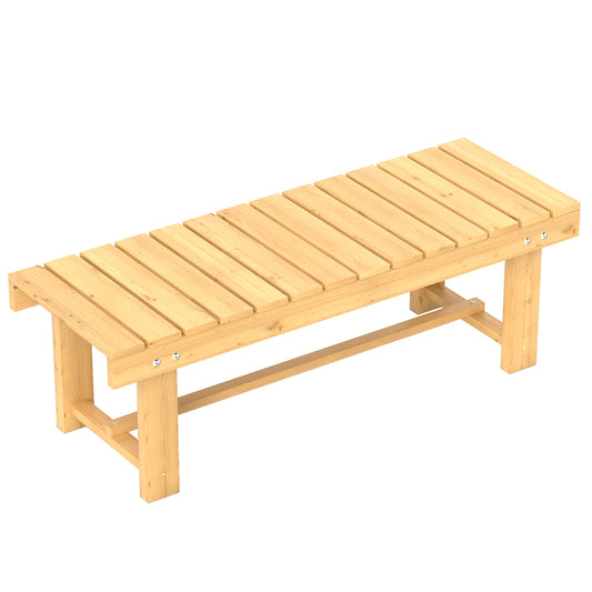 Photo of Outsunny 1 Piece 2-seater Outdoor Indoor Wooden Garden Bench Fir Patio Loveseat, 110L x 38W x 35Hcm, Natural in Natural colour on a white background