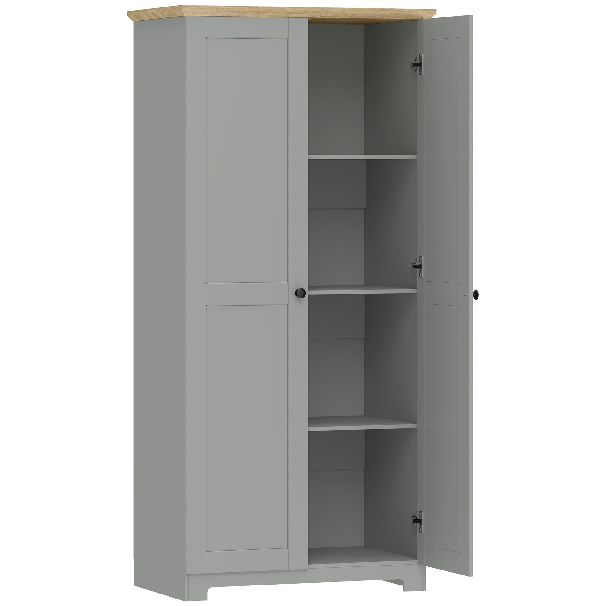 Photo of HOMCOM Kitchen Cupboard, 172cm Freestanding Storage Cabinet with Doors and Shelves, Grey in Grey colour on a white background