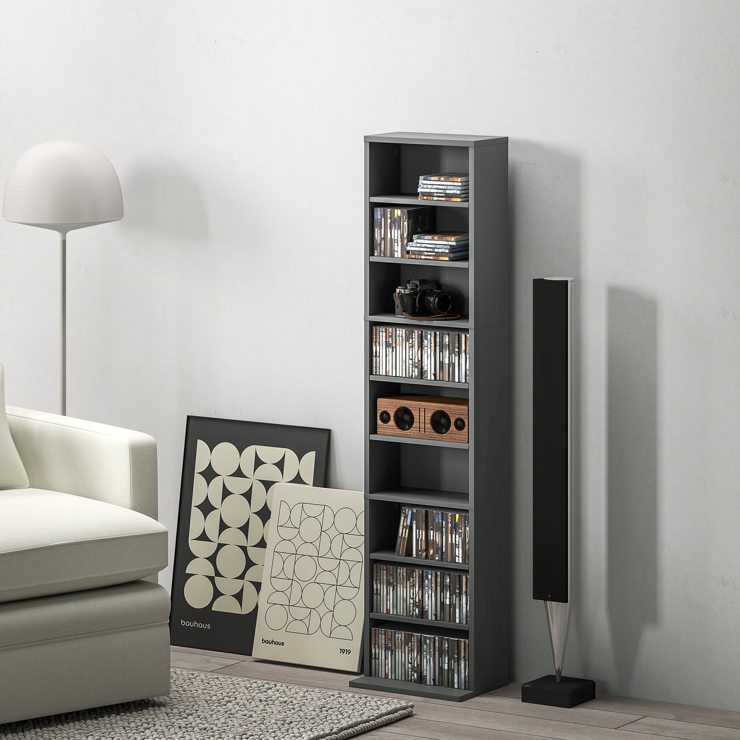 HOMCOM 260 Narrow CD Storage Unit - Grey
