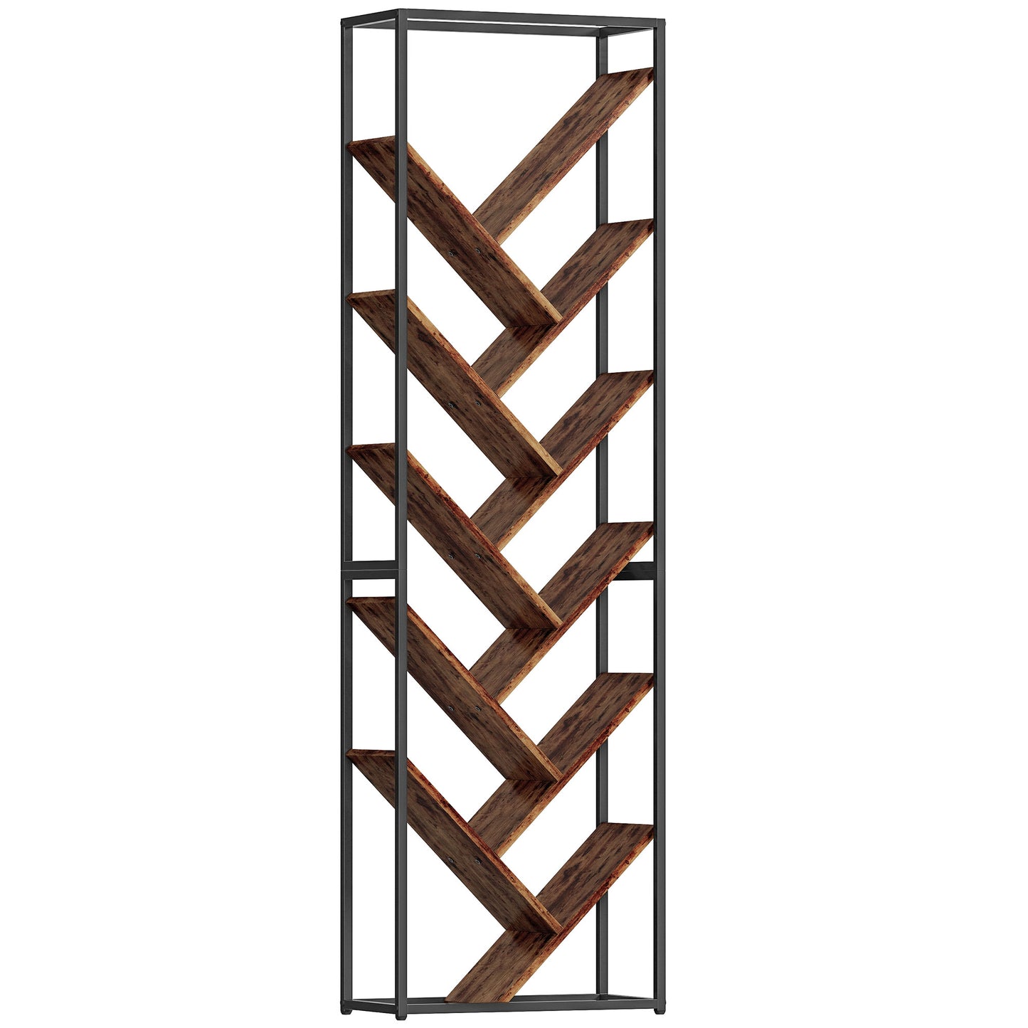 Photo of HOMCOM 10 Shelf Industrial-Style Bookshelf - Black/Brown in Black/Brown colour on a white background