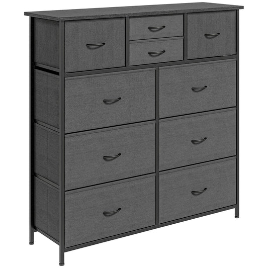 Photo of HOMCOM Bedroom Chest of Drawers, 10 Drawer Dresser with Foldable Fabric Drawers and Steel Frame, Black in Black colour on a white background