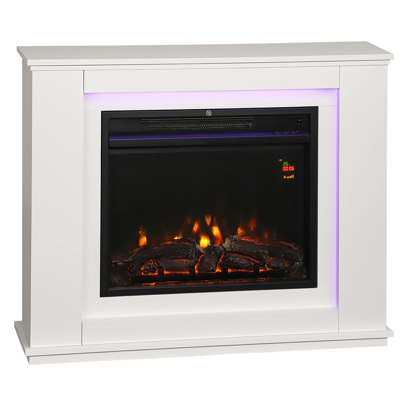 Photo of HOMCOM 2000W 6824 BTU Faux Flame Fireplace - White in White colour on a white background