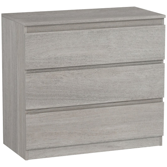 Photo of HOMCOM Chest of Three Drawers - Grey Wood Effect in Effect colour on a white background