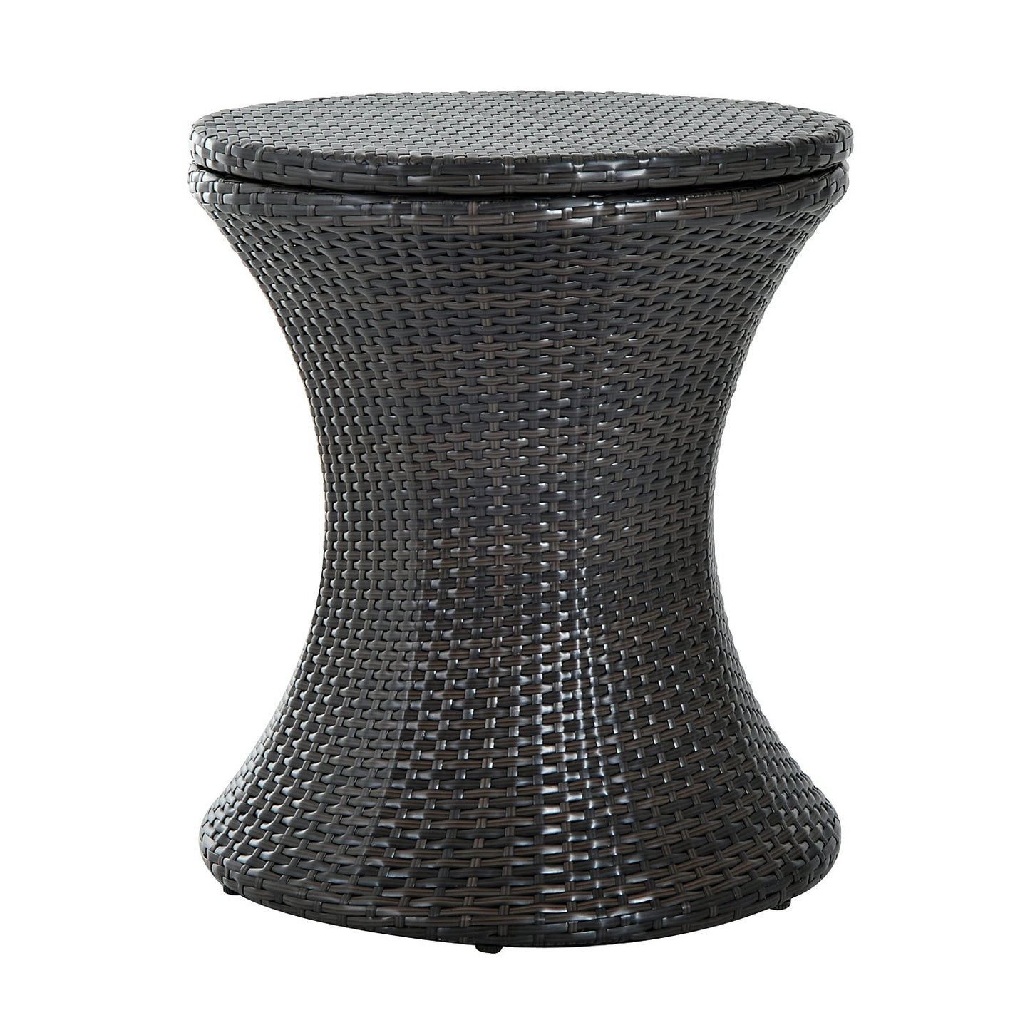 Photo of Outsunny PE Rattan Ice Bucket Table, Height Adjustable Liftable Outdoor Drinks Cooler, 52 cm Round Garden Beer Cocktail Table with Lid for Bar, Patio, Terrace, Brown in Brown colour on a white background