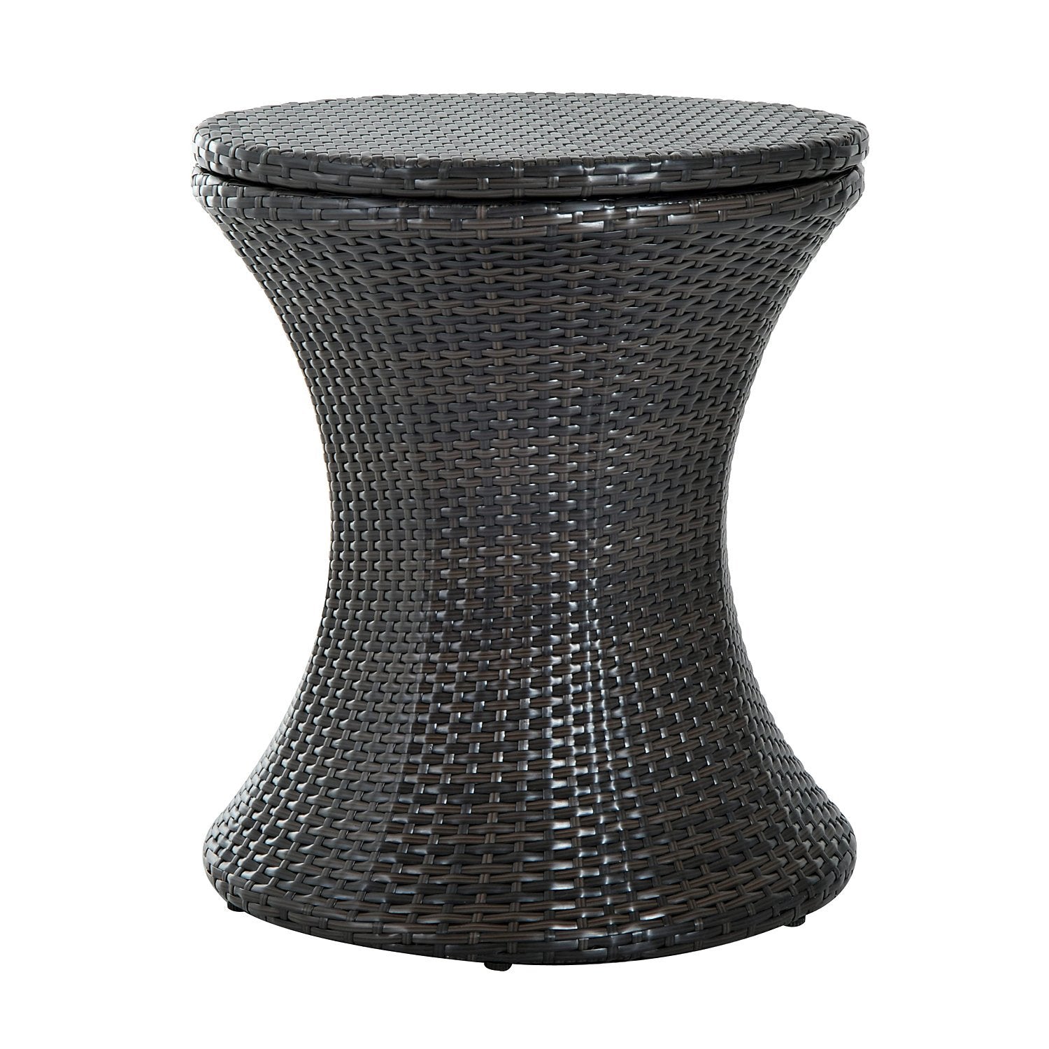 Photo of Outsunny PE Rattan Ice Bucket Table, Height Adjustable Liftable Outdoor Drinks Cooler, 52 cm Round Garden Beer Cocktail Table with Lid for Bar, Patio, Terrace, Brown in Brown colour on a white background
