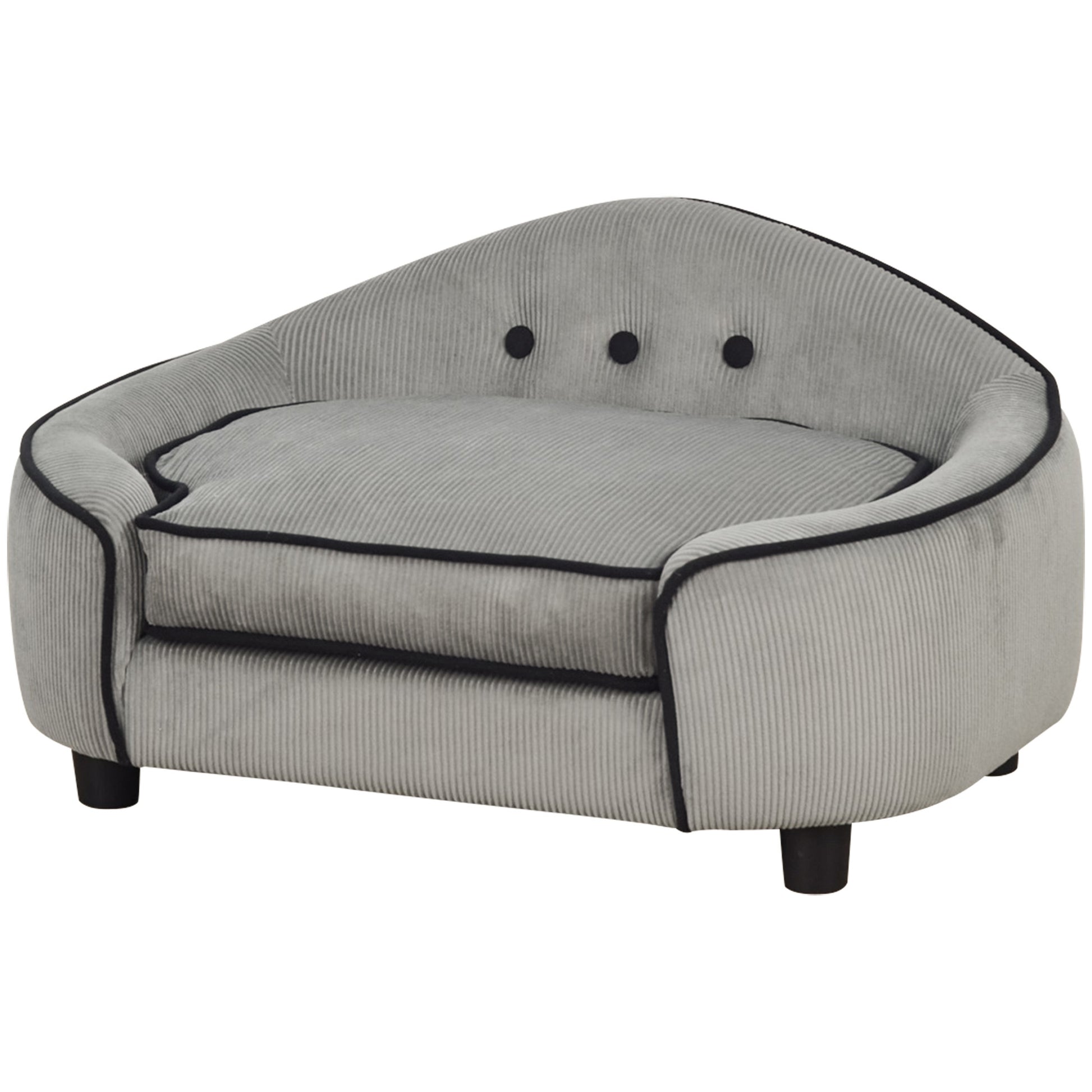 Photo of PawHut Dog Sofa for XS and S Size Dogs, Pet Chair Bed with Soft Cushion, Cat Sofa  Couch with Washable Cover, Wooden Frame, 66.5 x 45 x 35.5 cm, Grey in Grey colour on a white background