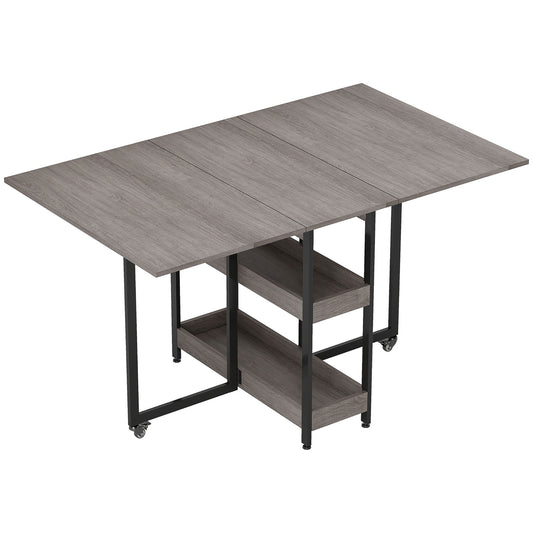 Photo of HOMCOM Four-Person Drop Leaf Table - Grey Wood-Effect in Wood-Effect colour on a white background